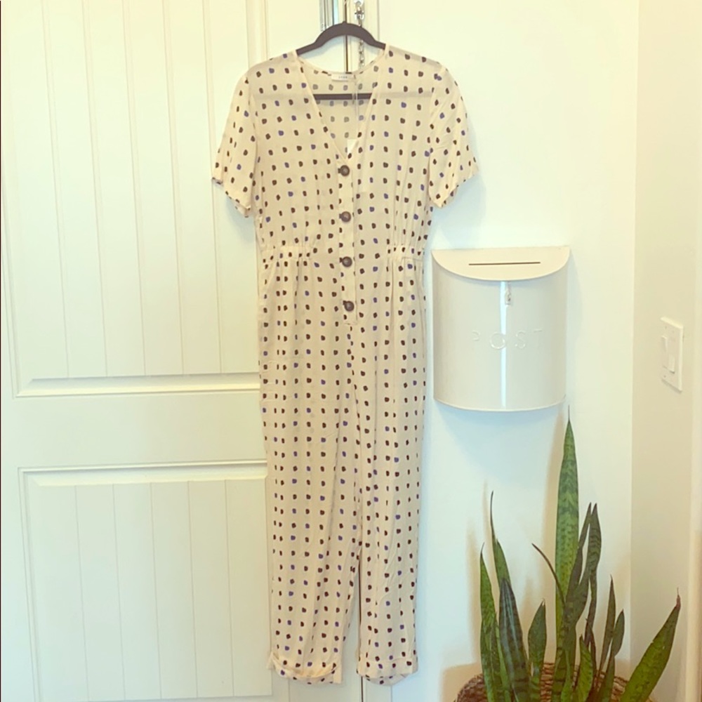 Lush Short Sleeves Button-Down Jumpsuit NWT